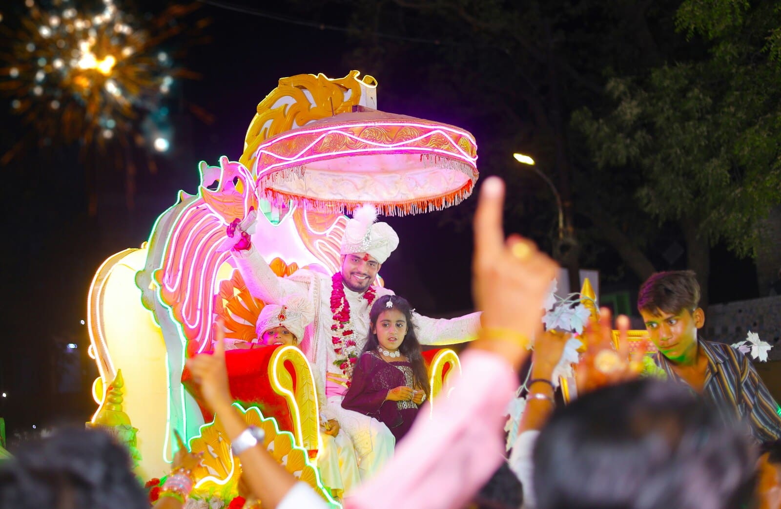 Brass band and wedding celebration at grand baraat